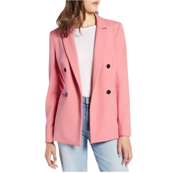 Halogen Blush Pink Lined Suit Blazer Size Medium Petite - Picture 1 of 10